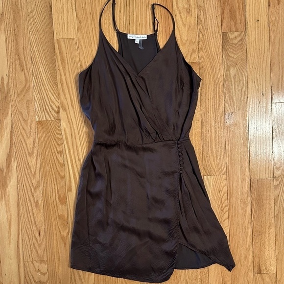 Young Fabulous & Broke Dresses & Skirts - Young Fabulous & Broke Jameson Dress L Wrap Mini Slip Mini Chocolate Brown
